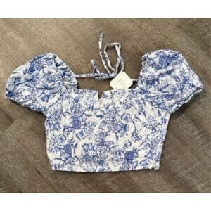 Title: Altr’d State Floral Smocked Puff Sleeve Crop Top – Size M – EUC